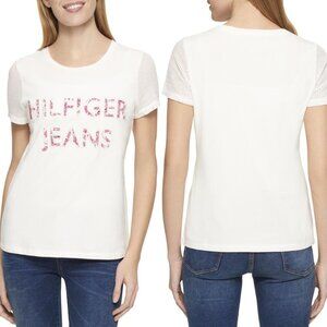Tommy Hilfiger Cream Tee with Pink Accents